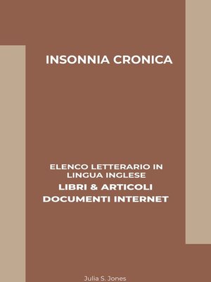 cover image of Insonnia Cronica